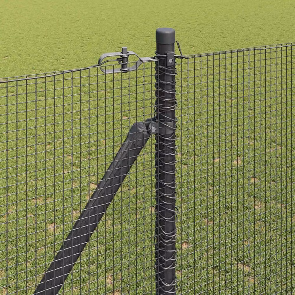 Berkfield Home Modern Welded Wire Fence with 13 Spike Posts, Grey Steel, 1.6 x 25 m – 3