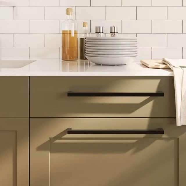 Berkfield Home Matt Black Stainless Steel Bar Cabinet Handles, 5 Pack, Length: 32 cm – 1