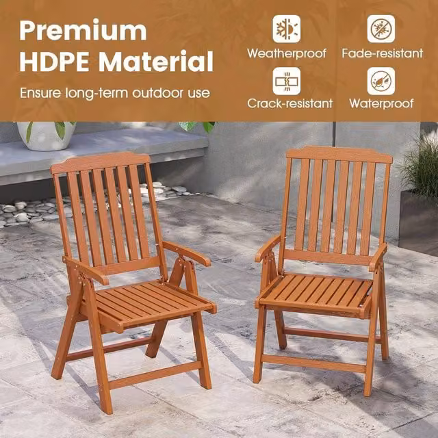 Kelvenix All-Weather HDPE Outdoor Dining Chair in Brown – 1