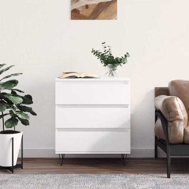 Berkfield Home Modern White Sideboard in Matt Engineered Wood W/D/H: 60 x 35 x 70 cm