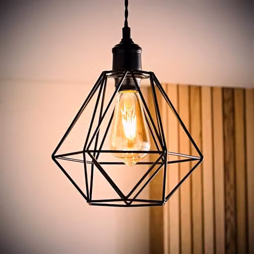 MiniSun Retro Style Black Metal Basket Pendant Ceiling Light Shade, Shade Width: 23.5 cm – 6