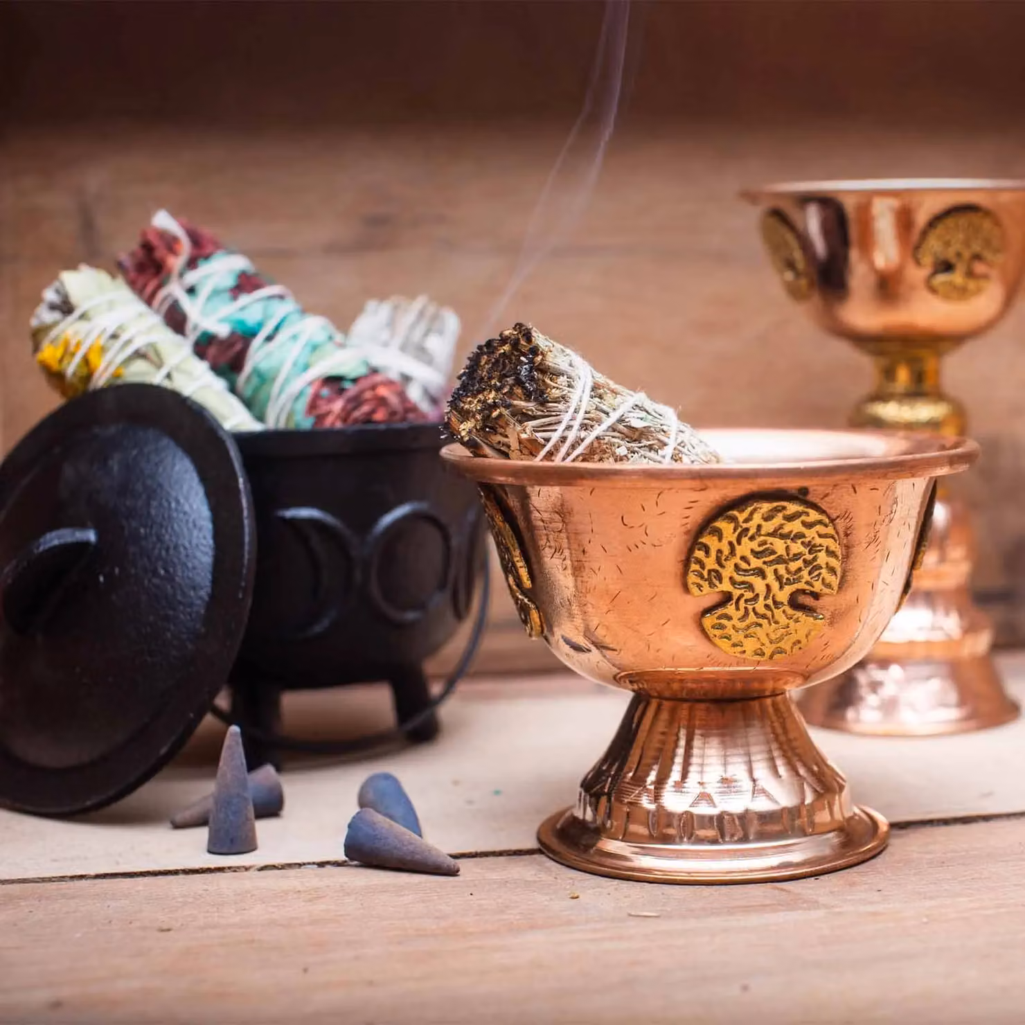 KDMD Gold Copper Ritual Goblet with Tree of Life Design, H: 15 cm, W: 10 cm – 2
