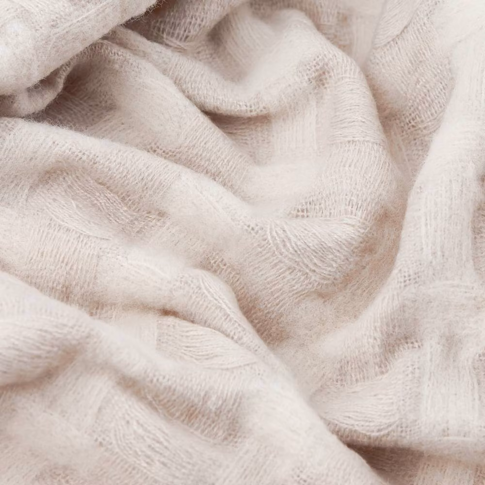 Wylder Walton Waffle Pique Fringed Throw in Beige, W: 130 cm, D: 180 cm – 3