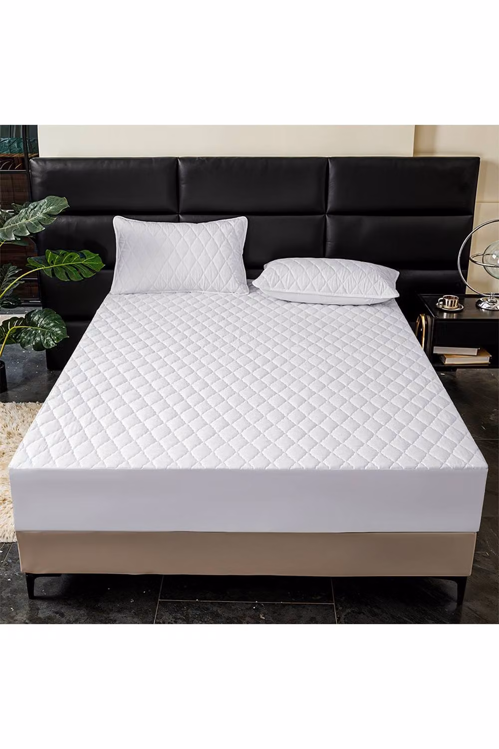Living and Home White Quilted Waterproof Fitted Mattress Protector, W/D/H: 140 x 200 cm – 2