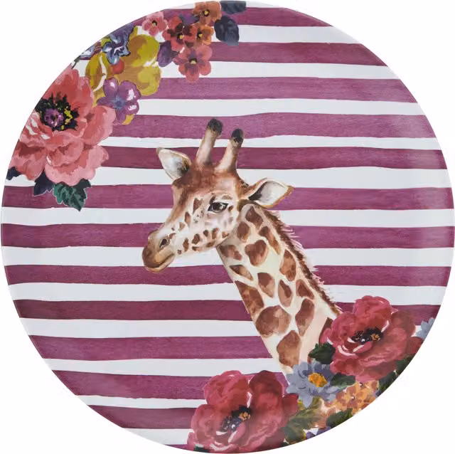 Mikasa Wild at Heart Giraffe Round Melamine Tray, Multicolour, Diameter: 36 cm