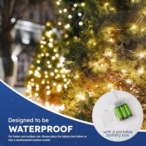 Desiretech 4-Pack Warm White LED Battery-Powered Copper Wire String Lights with 50 LEDs – 5