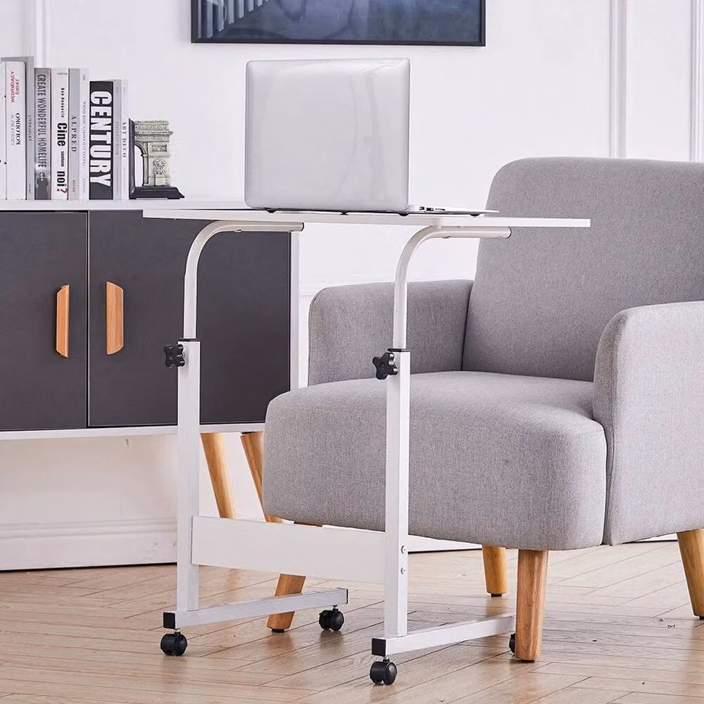 KORVIXA Adjustable Over Bed Table and Laptop Tray in White with Castors – 2