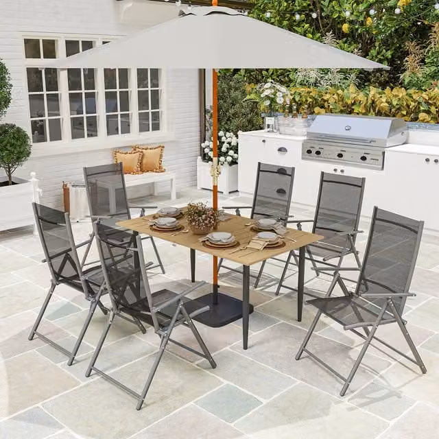 Outsunny Brown Garden Dining Table for 6 People