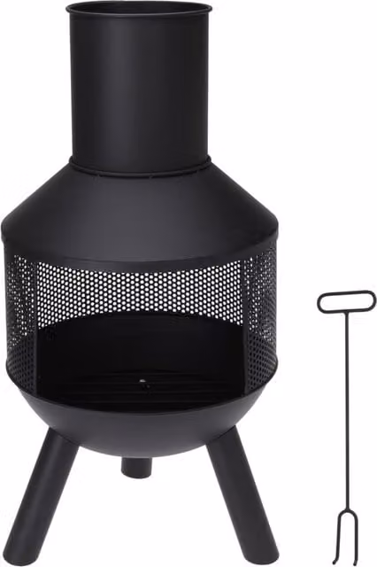 Idooka Black Metal Chiminea with Tripod and Poker