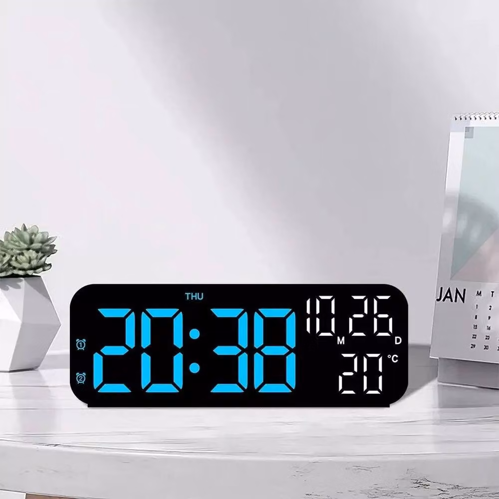 FLAVORA Modern Digital Illuminated LED Tabletop Alarm Clock in Black – 5