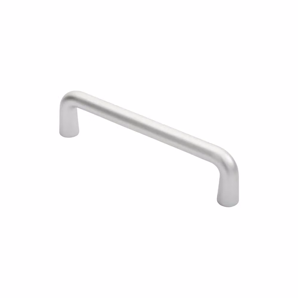 Loops Set of 4 Rounded D Shaped Bar Handles in Satin Anodised Aluminium, Silver, Length: 225 mm, Diameter: 19 mm