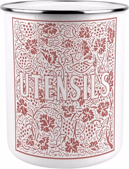 Purely Home Red and White Ceramic Freestanding Kitchen Utensil Holder