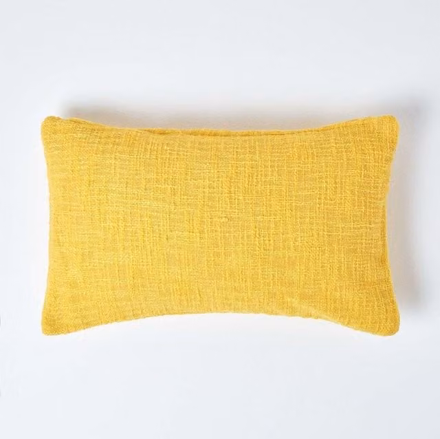 Homescapes Nirvana Cotton Cushion Cover, Yellow, W: 50 cm x H: 50 cm