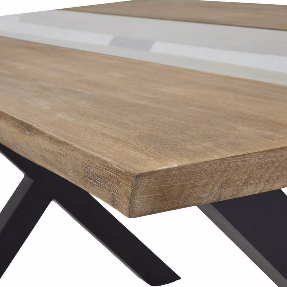 Lemon Pavilion Furniture and Decor Live Edge Acacia Wood River Dining Table in Brown and Black, W180 x D100 x H78 cm – 3