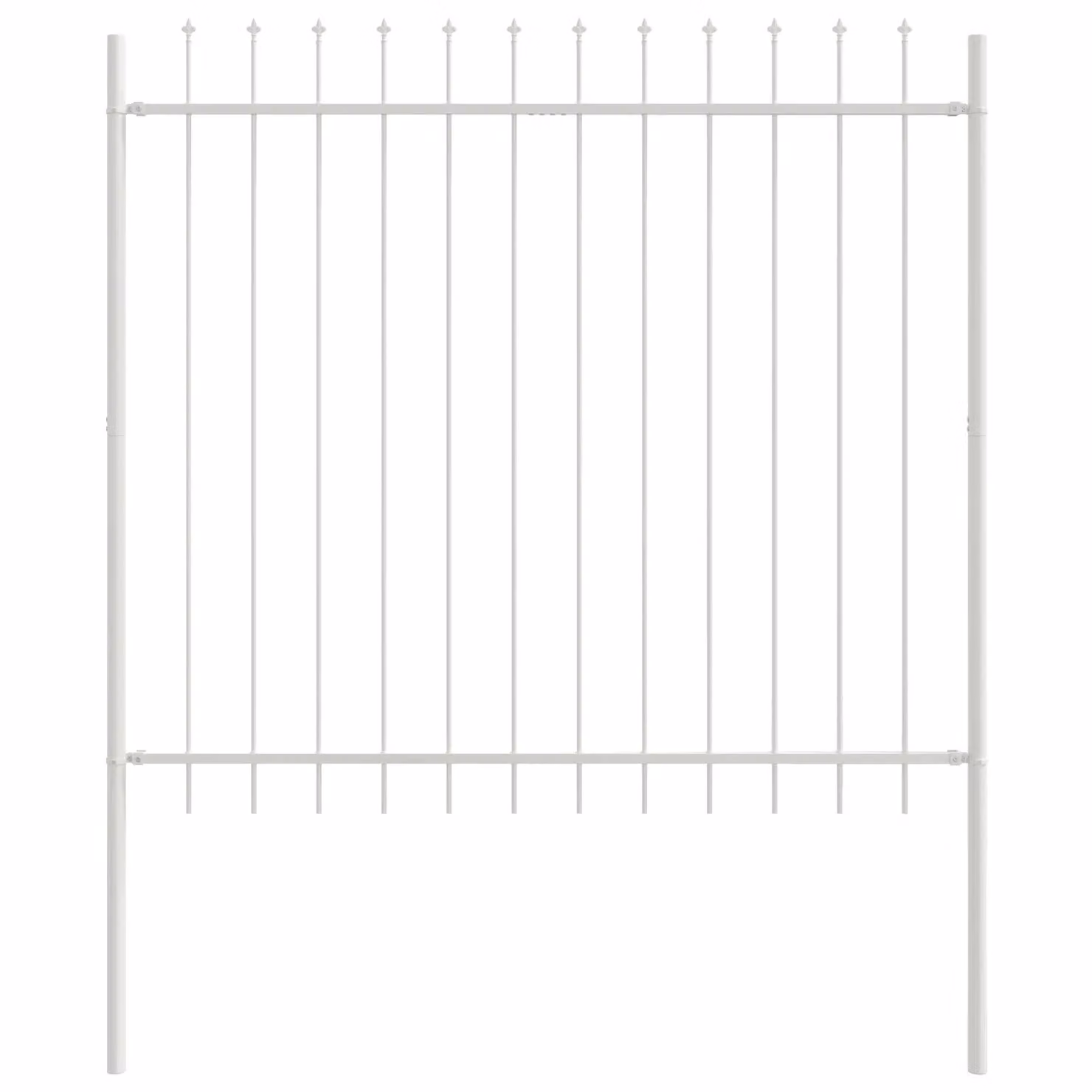 Berkfield White Steel Spear Top Garden Fence, H 200 cm x W 170 cm x D 1.5 m – 2