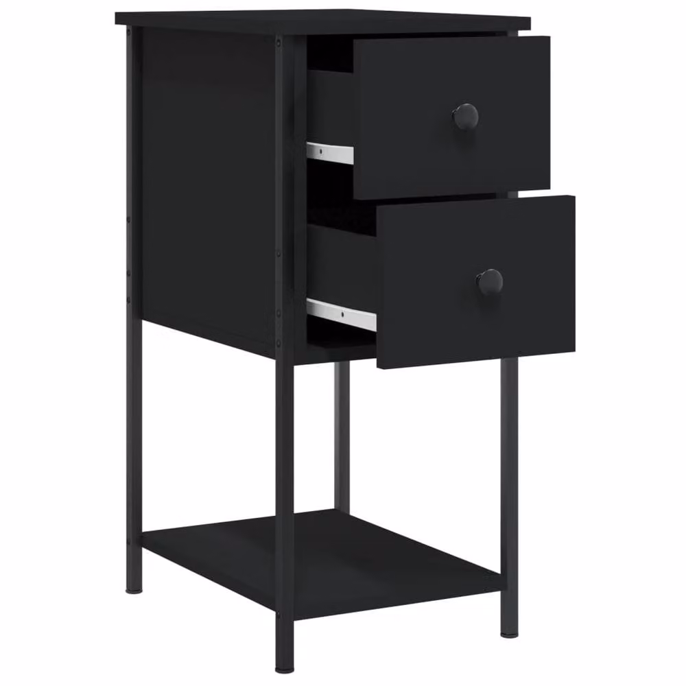 Berkfield Home Durable Bedside Cabinets, 2 Piece Set in Black, W/D/H: 32 x 42 x 70 cm – 5
