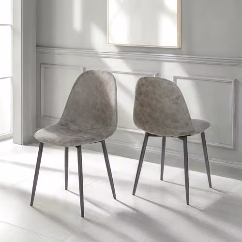 Seconique Athens Set of 2 Grey Faux Leather Dining Chairs – 2