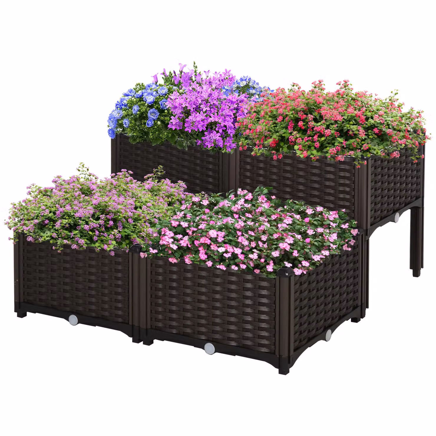 Outsunny Brown Plastic WPC Raised Flower Bed for Vegetable, Herb and Ornamental Gardens W/D/H: 80 x 44 x 40 cm – 2