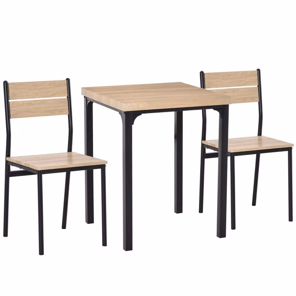 Wyld Haus Lalara 3 Piece Modern Dining Set in Brown and Black – 2