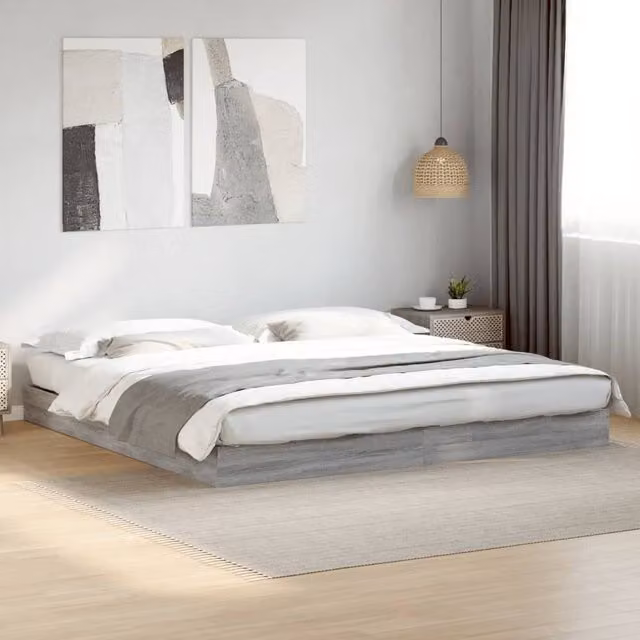 Berkfield Home Super King Bed Frame in Grey Sonoma, W/D/H: 180 x 200 cm, Engineered Wood – 1