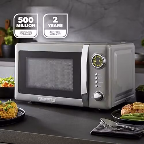 Geepas Retrovive 700W Digital Solo Microwave Oven, 20L, Grey – 2