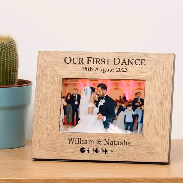 Uniqueful Personalised Our First Dance Wood Picture Frame, Brown, W/H: 10 x 15 cm