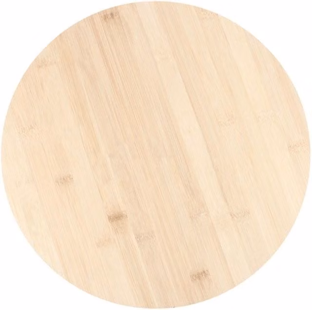KDMK Wheel of the Year Round Serving Board in Brown and Beige Bamboo Wood