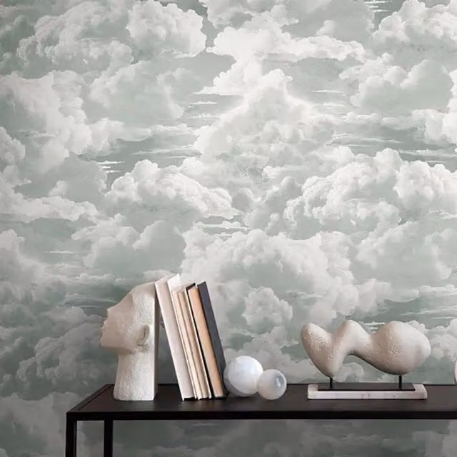 A.S. Création Metropolis Painted Cloud Textured Wallpaper in Grey and White