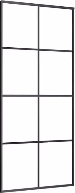 Berkfield Home Modern Sliding Door in Black with Transparent ESG Glass and Aluminium, W: 90 cm, H: 205 cm