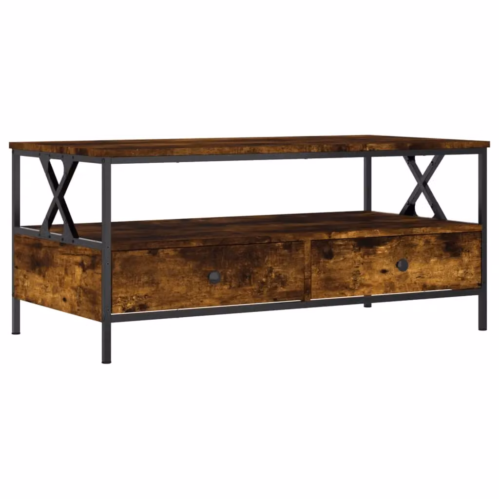 Berkfield Home Smoked Oak Coffee Table in Brown, W/D/H: 100 x 51 x 45 cm – 2