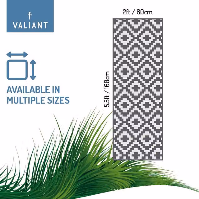 Valiant Geometric Grey Hallway Runner Rug, W: 168 cm, D: 61 cm