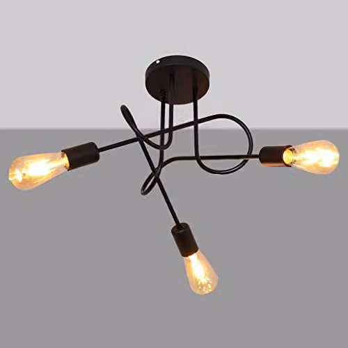 Netlighting Helam Oxford Multi Arm Semi Flush Ceiling Light in Black, Diameter: 50 cm – 3