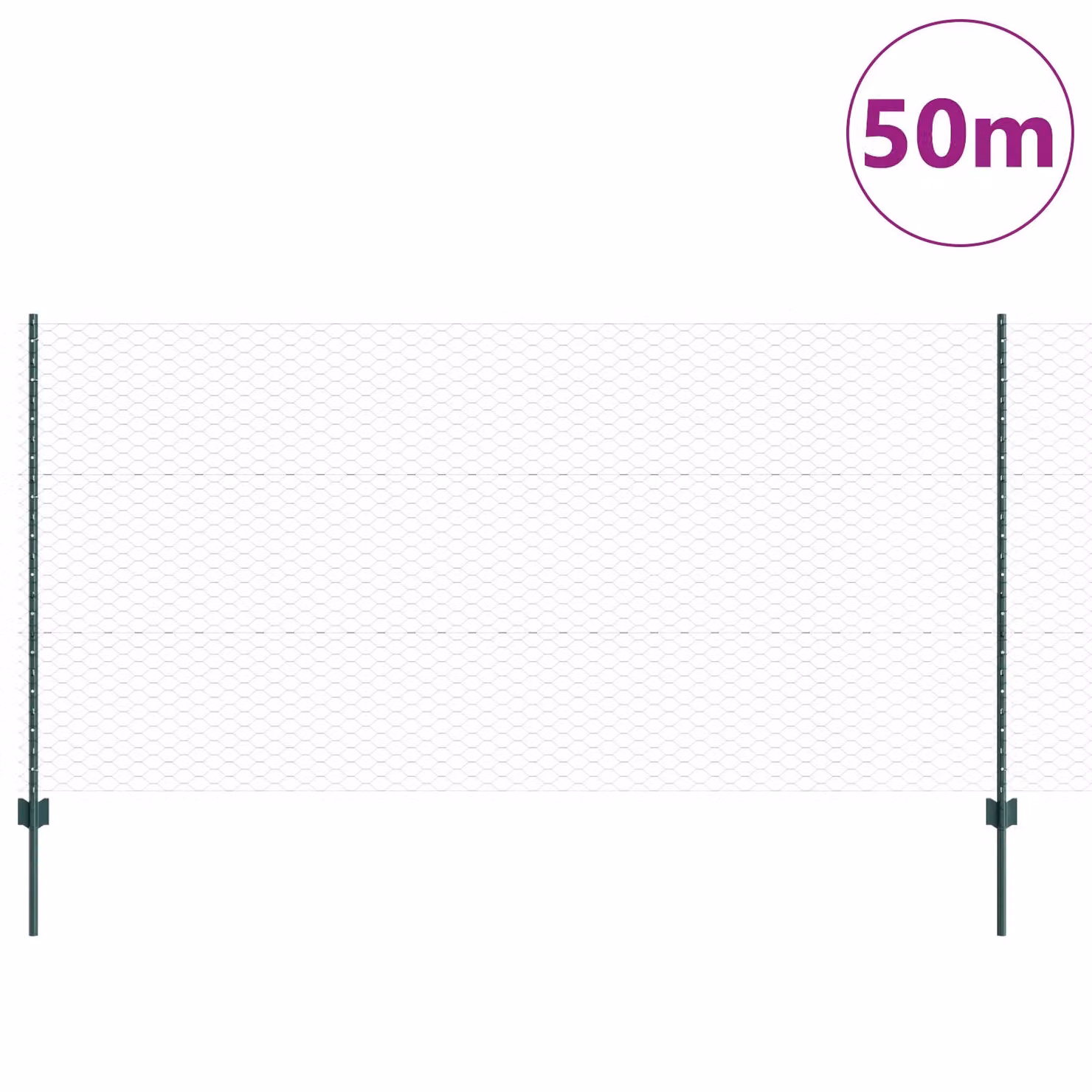 Berkfield Home Green Steel U-Channel Fence Posts and Hexagon Fence Set, 11 x 120 cm Posts and 1.2 x 50 m Mesh – 2