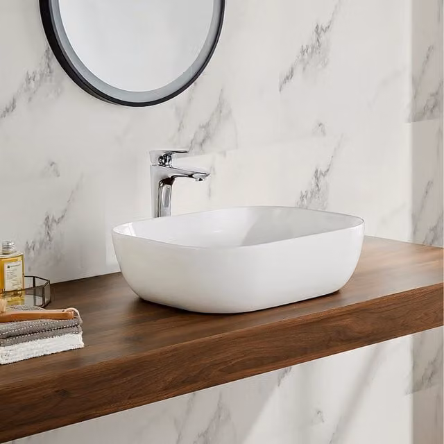 Livingandhome 10-Pack Marble Self-Adhesive Wall Stickers in White