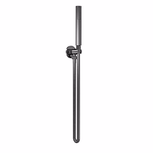 nuie Arvan A7263 Modern Round Bathroom Handset with Elbow, Wall Mount Bracket and Flex Hose, Brushed Pewter