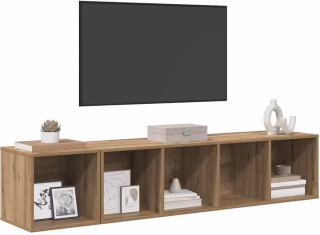 Berkfield Home Artisan Oak 2 Piece TV Cabinet Set in Brown, W/D/H: 37 x 37 x 142.5 cm
