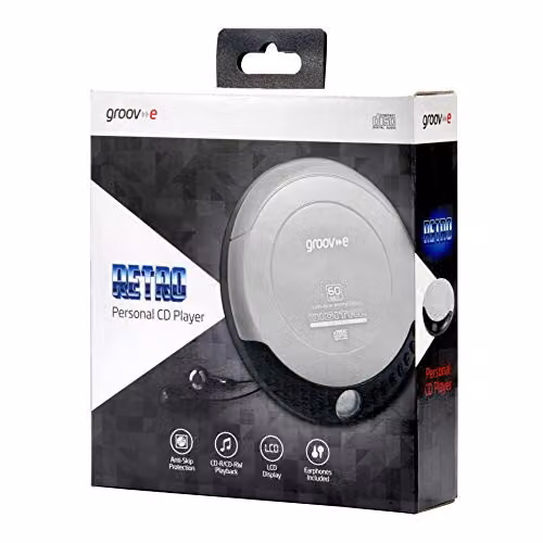 Groove Retro Series Personal CD Player in Silver – 2