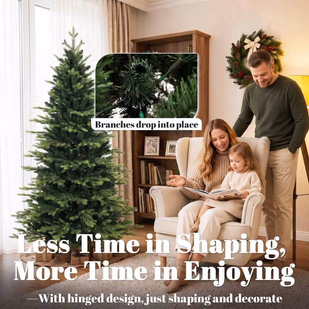 HOMCOM Geneva Fir Hinged Christmas Tree in Green, Height: 180 cm – 5