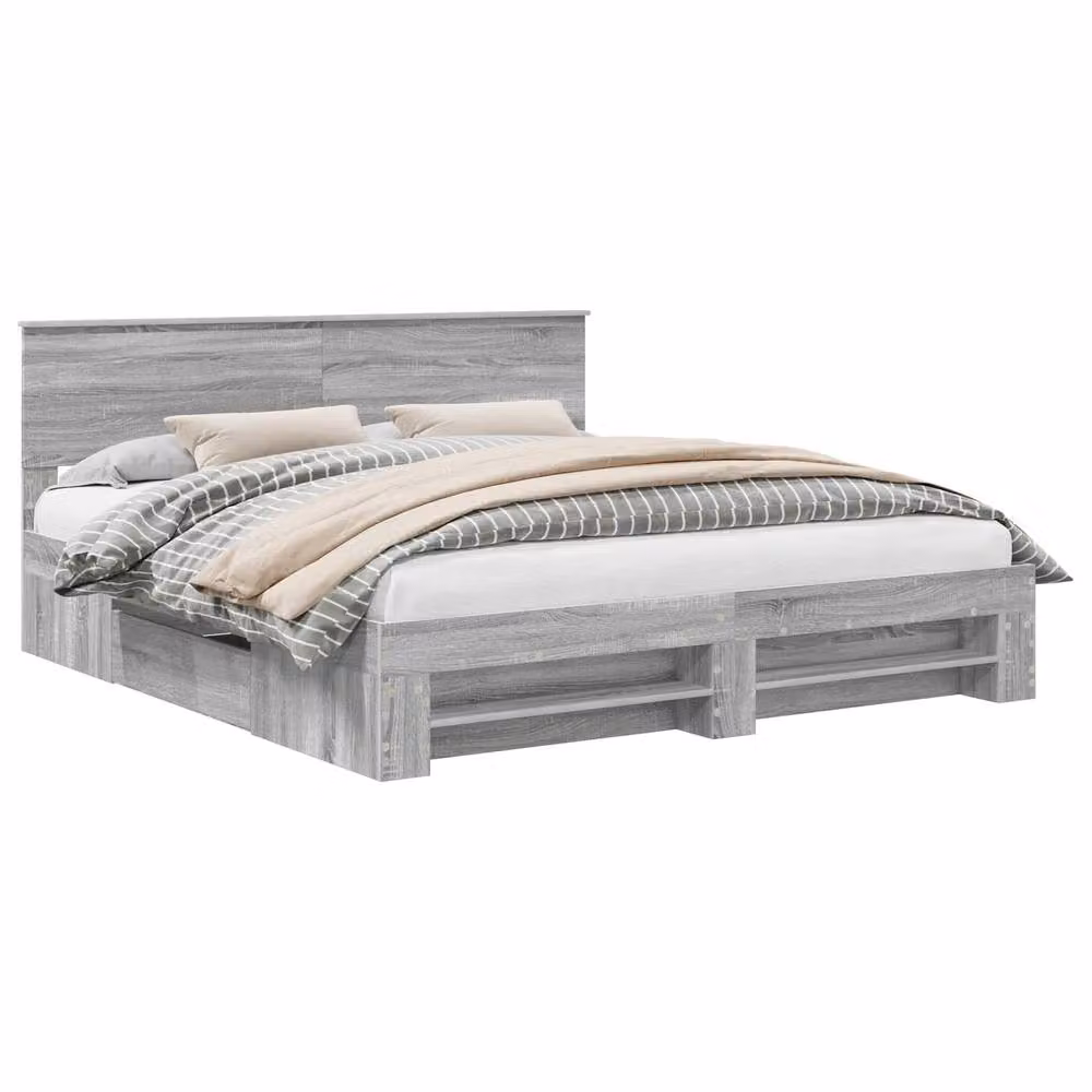 Berkfield Home Grey Sonoma Bed Frame in Engineered Wood W/D/H: 180 x 200 cm – 2
