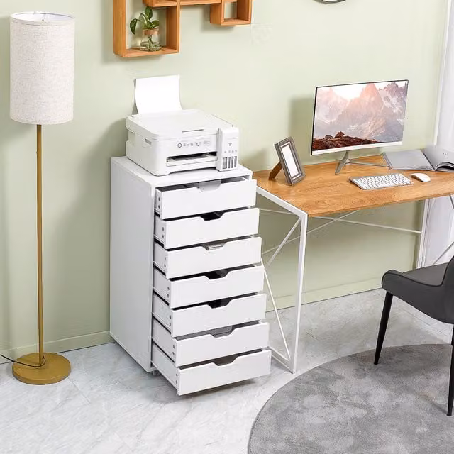 Vinsetto Mobile Office Vertical Filing Cabinet with 5 Drawers, White