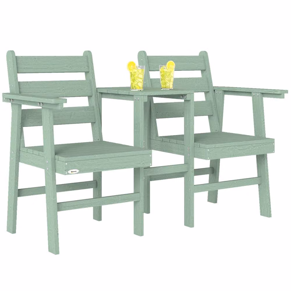 OUTSUNNY Green Embossed Wood Jack and Jill Garden Loveseat – 2