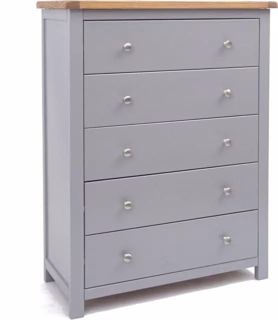 Cabinet Bits Mirano 5 Drawer Chest in Grey and Silver Ash Wood