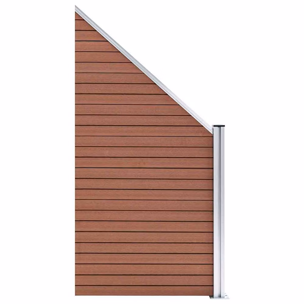 Berkfield Home WPC and Aluminium Fence Set in Brown, 1 Square and 1 Slanted Panel, W: 273 cm, H: 186 cm – 2