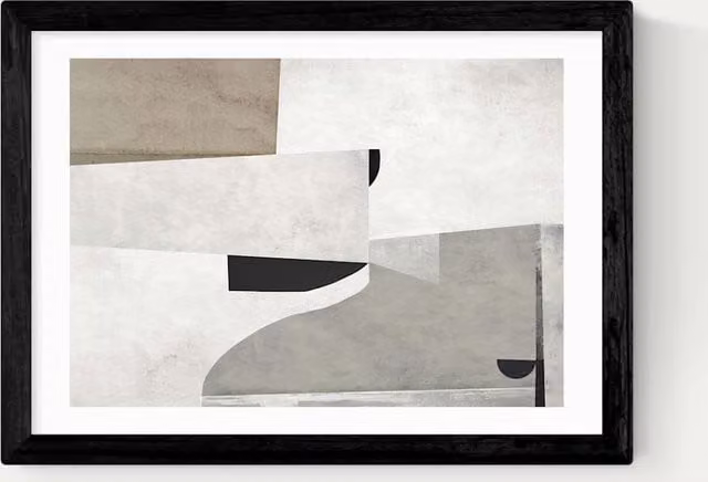 East End Prints Priory Abstract Geometric Framed Art Print in Black and Multicolour