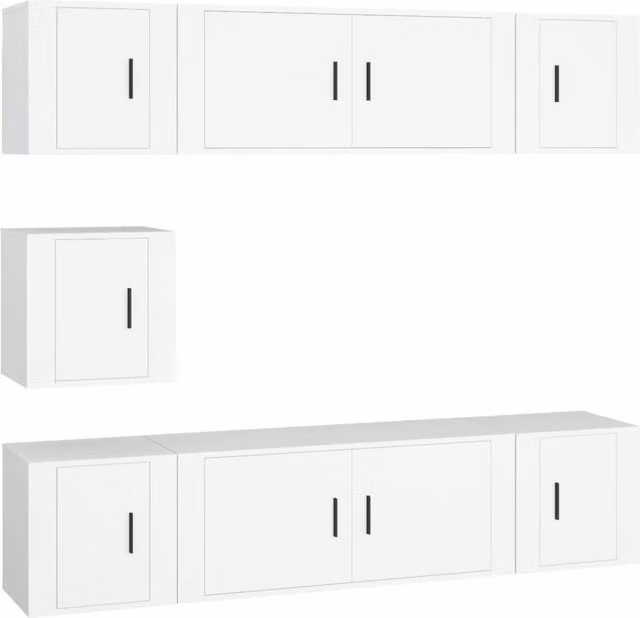 Berkfield Home 7 Piece Classic White Engineered Wood TV Cabinet Set