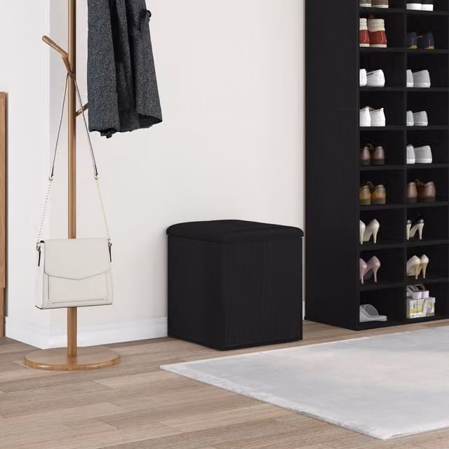 Berkfield Home Black Oak Storage Bench W/D/H: 40 x 40 x 45 cm