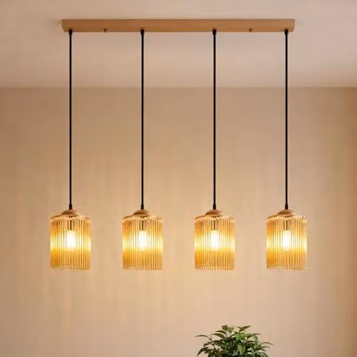 Netlighting Leeds Bar Pendant Ceiling Light in Gold/Brass with 4x E14 Sockets, H x W x D: 133 x 87 x 12 cm – 2
