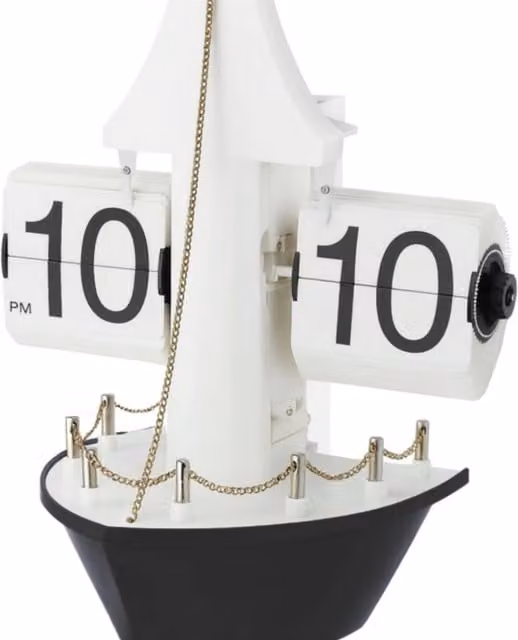 Authentic R & M Retro Nautical Ship Deck Digital Flip Clock in Black and White