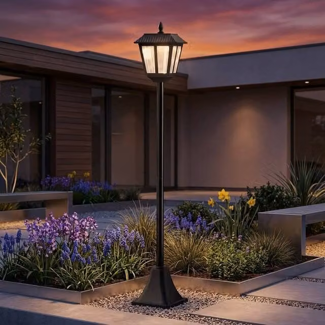 Garden Greatness Metro Solar Garden Lamp Post Light in Black