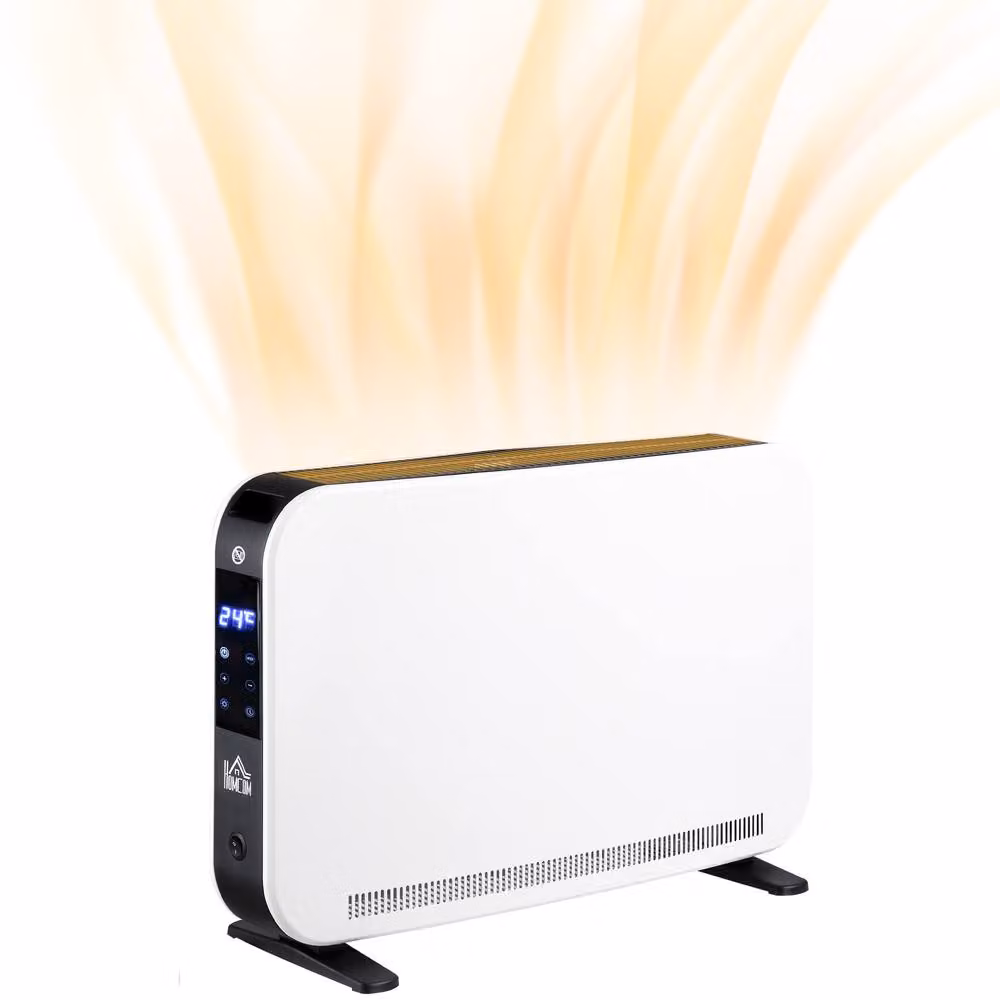 HOMCOM Portable White Convector Heater with 24H Timer and Adjustable Thermostat – 2